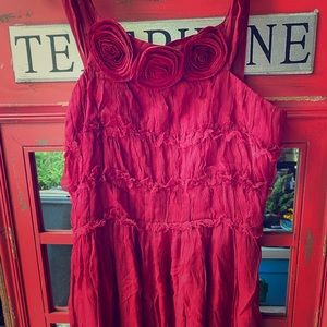 ANTHROPOLOGIE Burlapp Red 100% Silk Dress